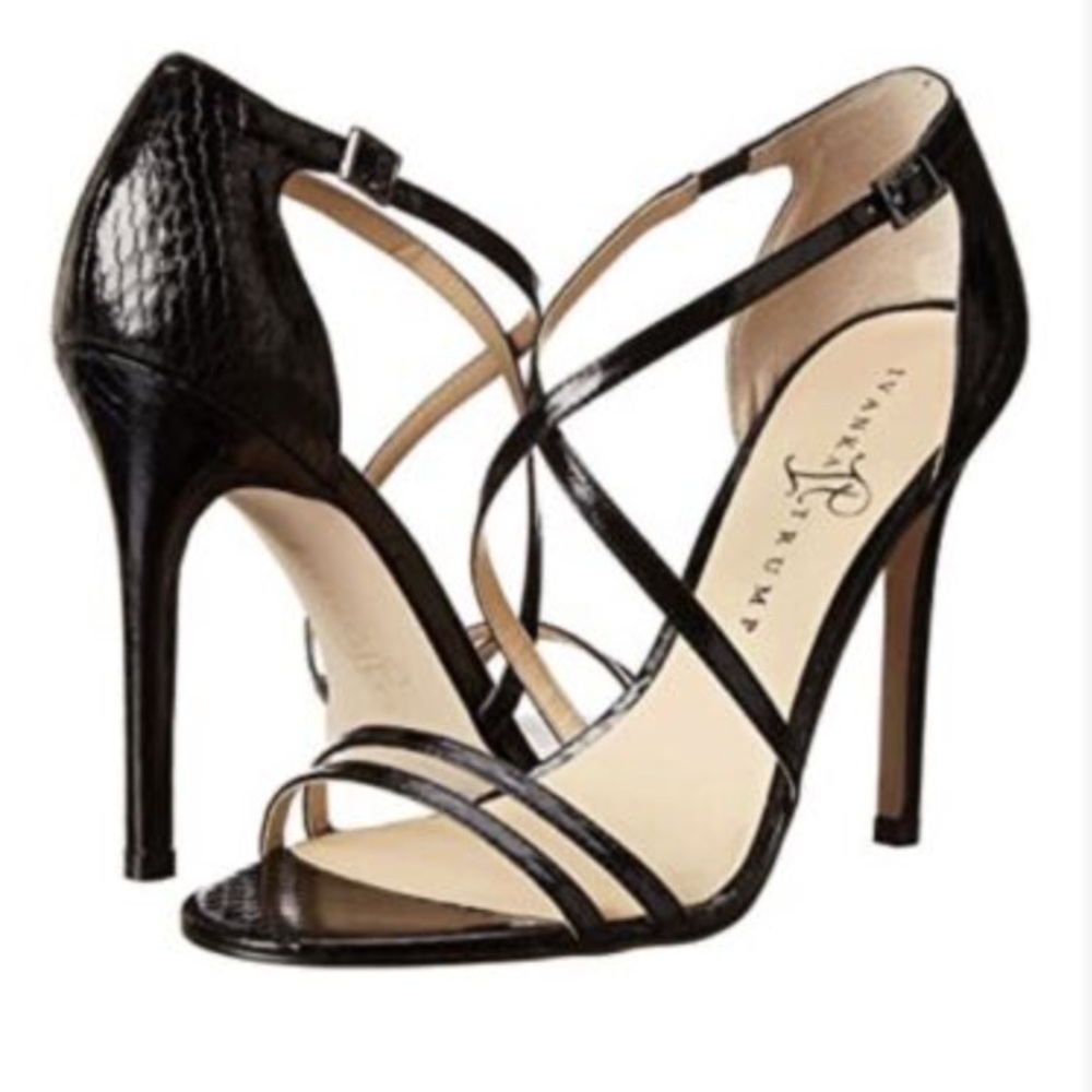 Ivanka Trump Black Shiny Snake Leather Duchess 2 Dress Shoes Size 9 M